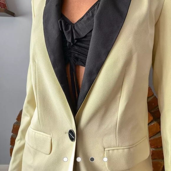 ASOS Buttermilk Yellow 80’s style blazer - Picture 3 of 4